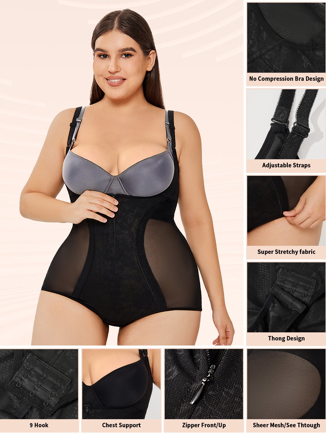 Oubinc Tummy Control Shapewear Bodysuit – Slimming Full-Body Shaper for a Smooth, Sculpted Silhouette